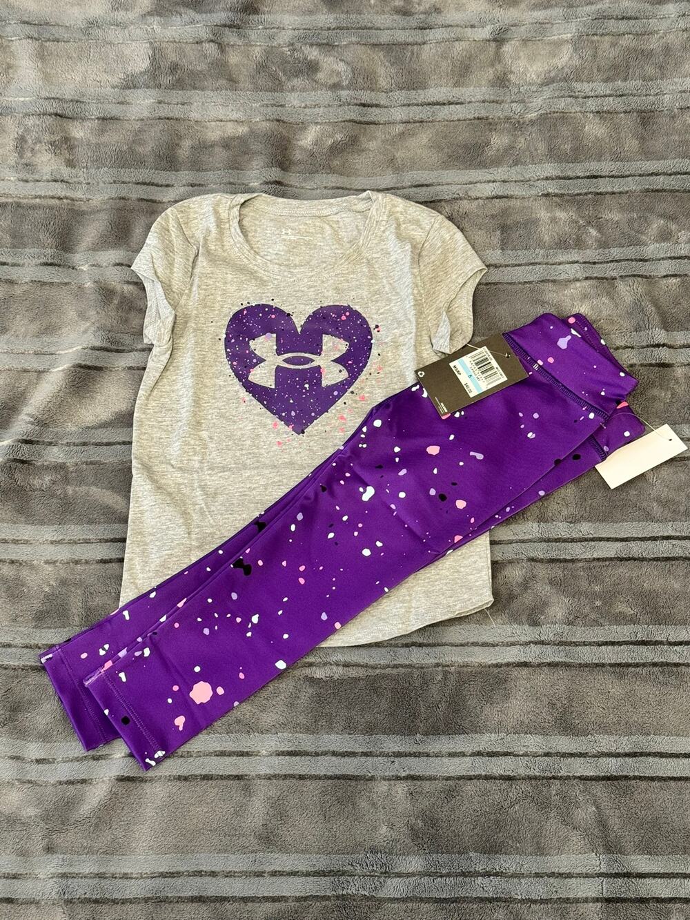 NWT Under Armour Girl's 2pc Set SPLASH HEART sz 5